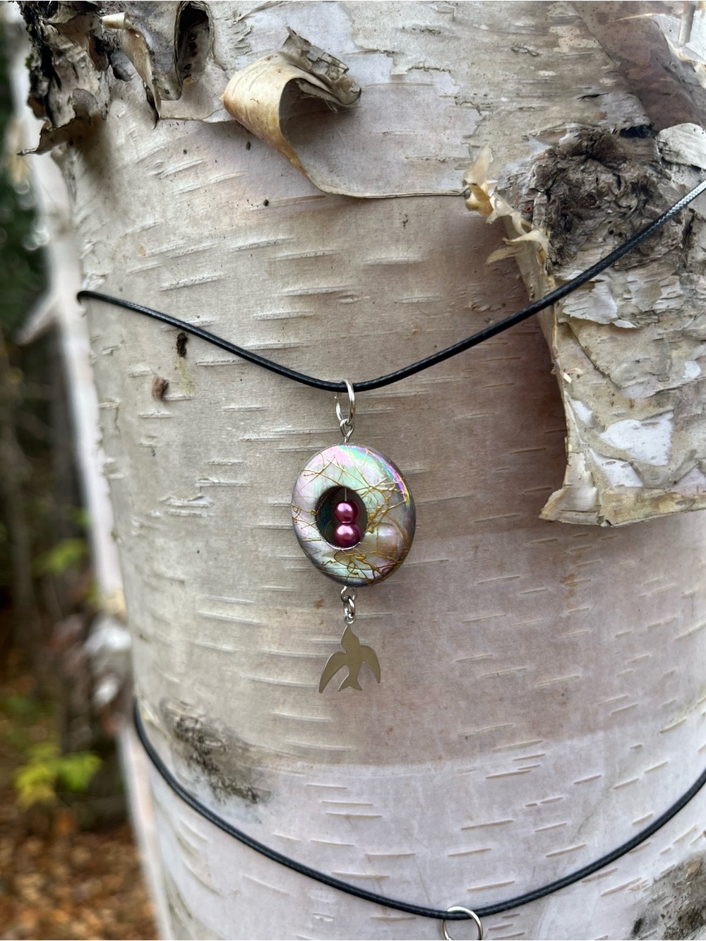 Handcrafted Iridescent Pearl Drop Pendant Necklace - Pink
